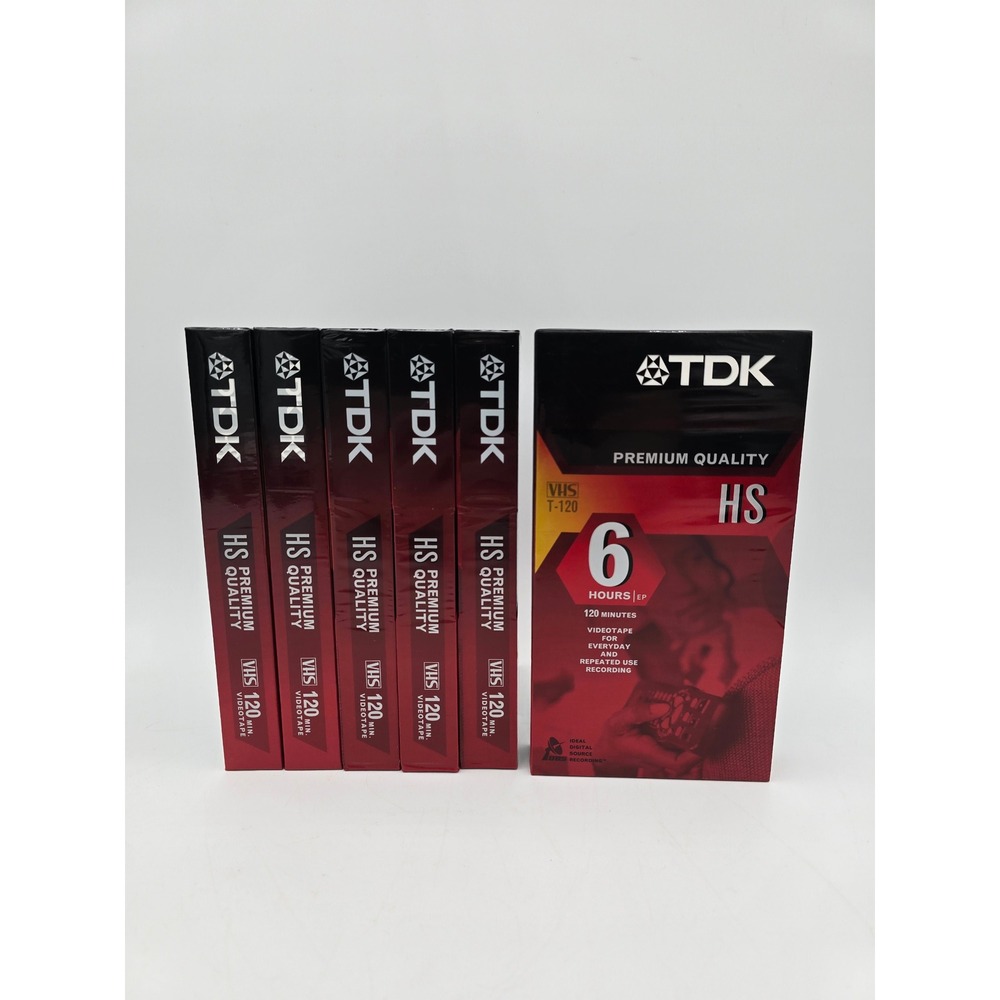 6 TDK HS Premium Quality T-120 VHS Blank Video‎ Cassette Tape  New Sealed lot
